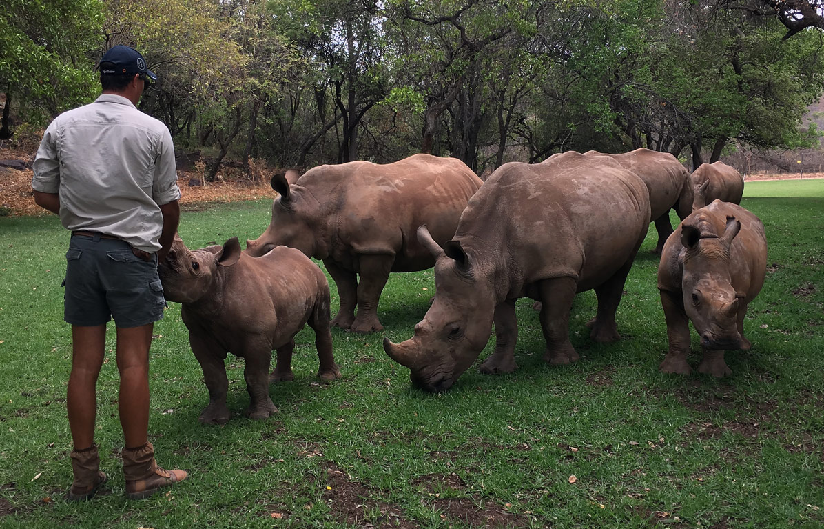 Man with more rhinos